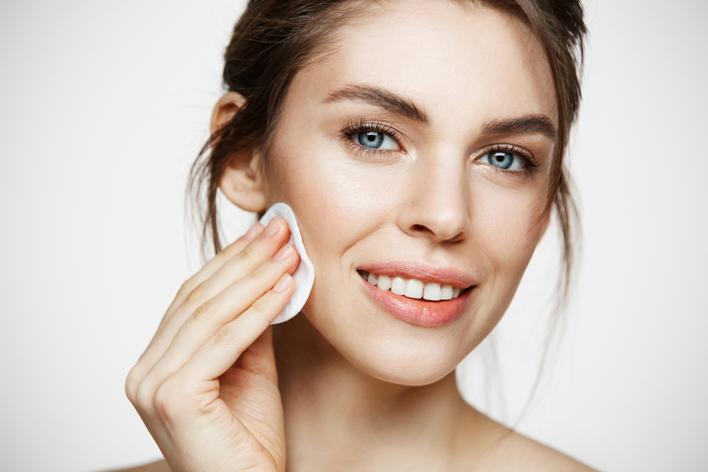 Beautiful young women demonstrate the benefits of using face toner.