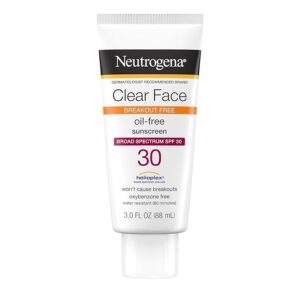 Image of an Neutrogena Clear Face Sunscreen Lotion for Acne-Prone Skin.