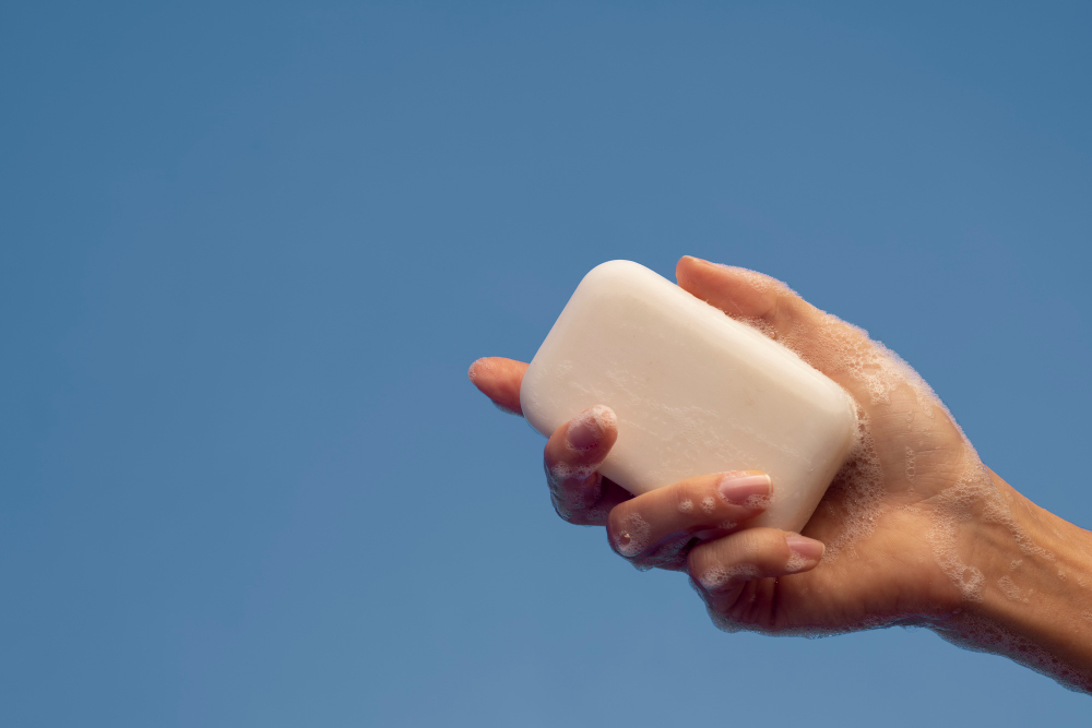 Man using Antibacterial Soap.